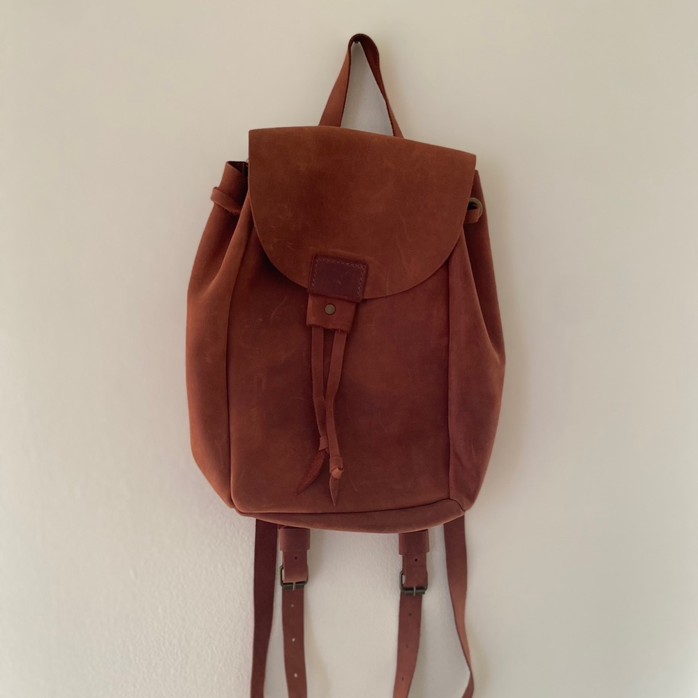Leather drawstring backpack